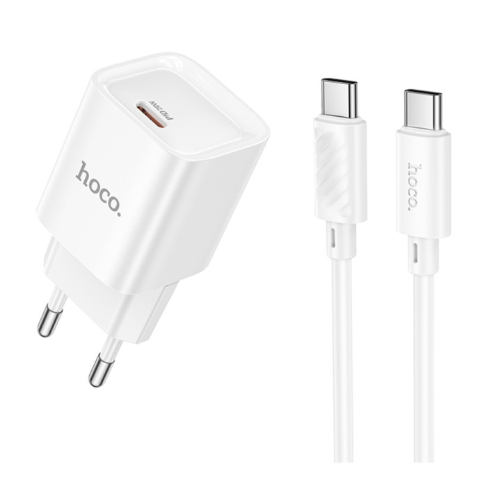 Сетевое зарядное устройство Hoco C146A 1USB-C PD/QC 20W+Type-C to Type-C
