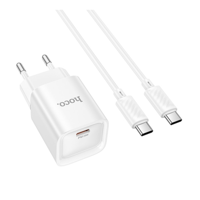 Сетевое зарядное устройство Hoco C146A 1USB-C PD/QC 20W+Type-C to Type-C