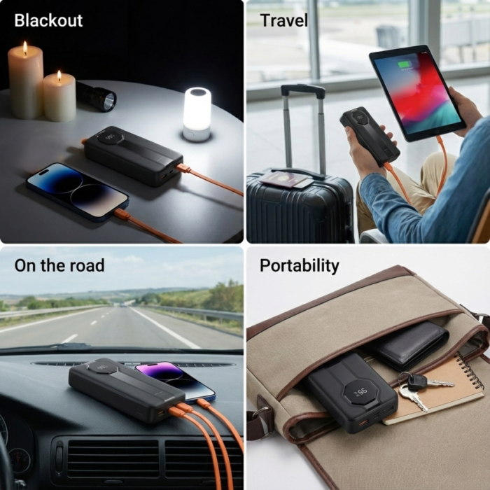 Повербанк ACL PW-107 20000mAh с быстрой зарядкой и встроенным кабелем 22.5W (ACL PW-107)