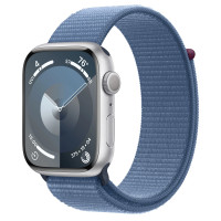 Apple Watch Series 9 GPS 45mm Silver Aluminum Case with Winter Blue Sport Loop