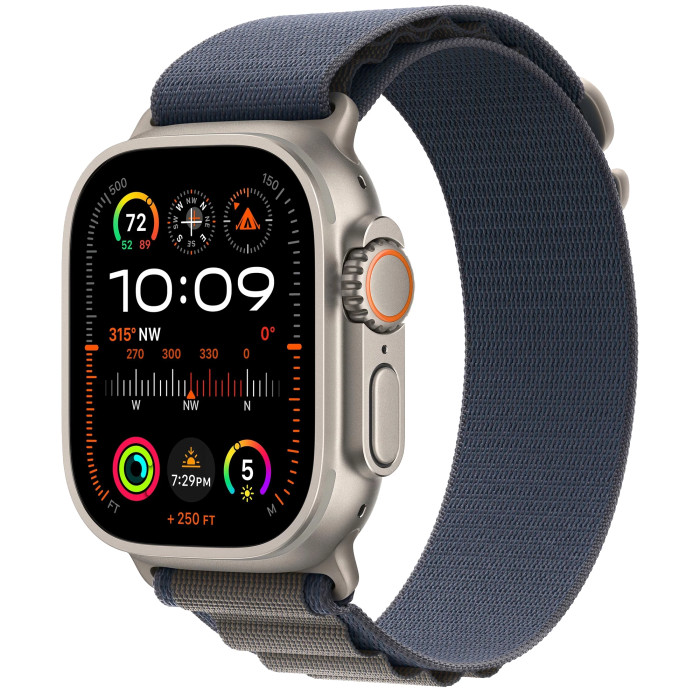 Apple Watch Ultra 2 GPS + Cellular 49mm Titanium Case with Blue Alpine Loop - Small