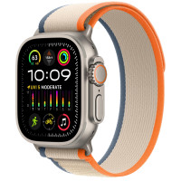 Apple Watch Ultra 2 GPS + Cellular 49mm Titanium Case with Orange/Beige Trail Loop - S/M 