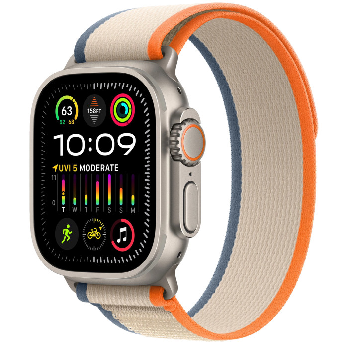 Apple Watch Ultra 2 GPS + Cellular 49mm Titanium Case with Orange/Beige Trail Loop - M/L