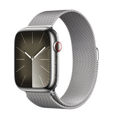 Apple Watch Series 9 GPS + Cellular 41mm Silver Stainless Steel Case with Silver Milanese Loop 