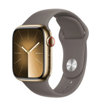 Apple Watch Series 9 GPS + Cellular 41mm Gold Stainless Steel Case with Clay Sport Band - S/M