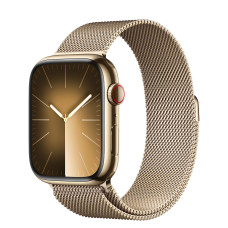 Apple Watch Series 9 GPS + Cellular 41mm Gold Stainless Steel Case with Gold Milanese Loop 