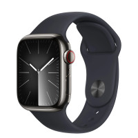 Apple Watch Series 9 GPS + Cellular 41mm Graphite Stainless Steel Case with Midnight Sport Band - M/L