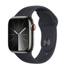 Apple Watch Series 9 GPS + Cellular 41mm Graphite Stainless Steel Case with Midnight Sport Band - M/L 
