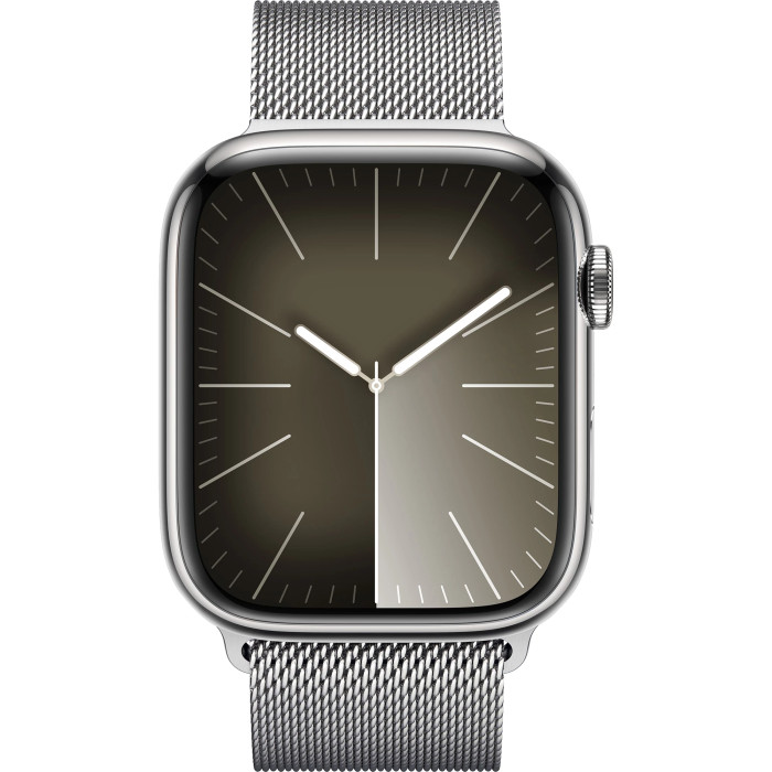 Apple Watch Series 9 GPS + Cellular 45mm Silver Stainless Steel Case with Silver Milanese Loop