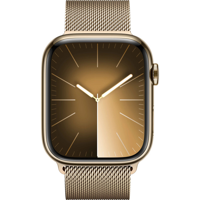 Apple Watch Series 9 GPS + Cellular 45mm Gold Stainless Steel Case with Gold Milanese Loop