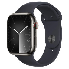 Apple Watch Series 9 GPS + Cellular 45mm Graphite Stainless Steel Case with Midnight Sport Band - S/M 