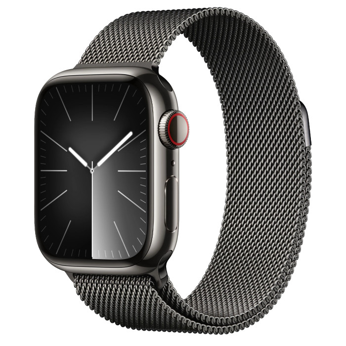Apple Watch Series 9 GPS + Cellular 45mm Graphite Stainless Steel Case with Graphite Milanese Loop