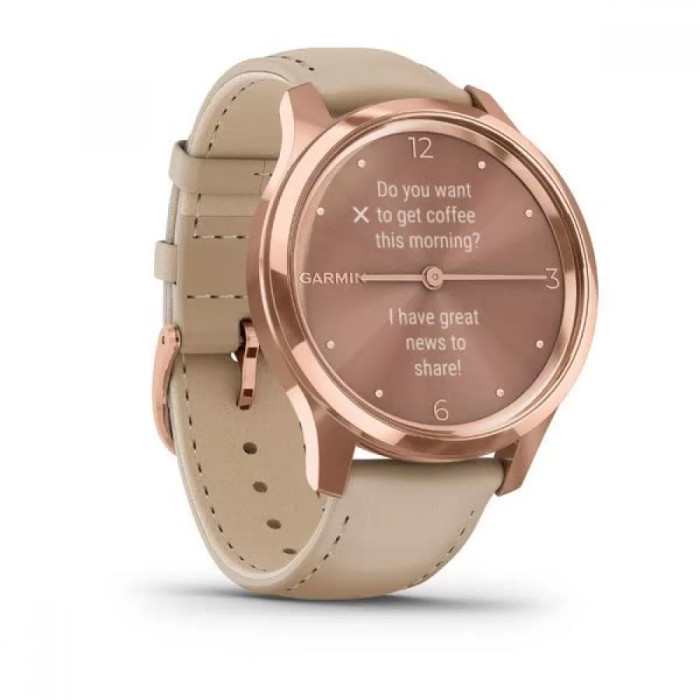 Garmin Vivomove Luxe Rose Gold-Beige Leather