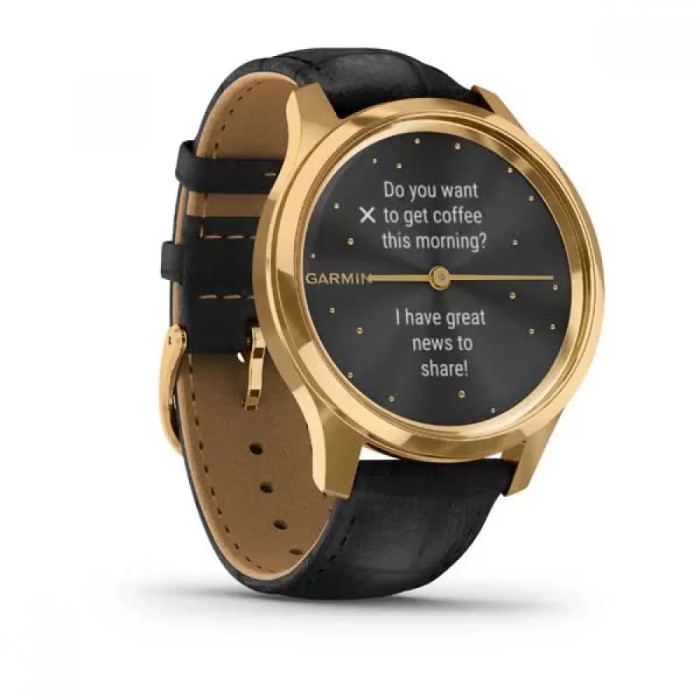 Garmin Vivomove Luxe Pure Gold-Black Leather
