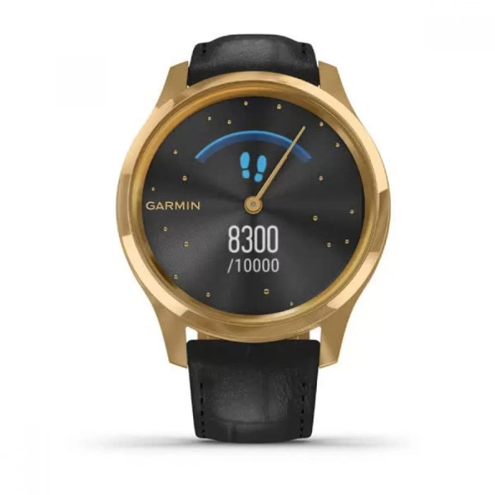 Garmin Vivomove Luxe Pure Gold-Black Leather