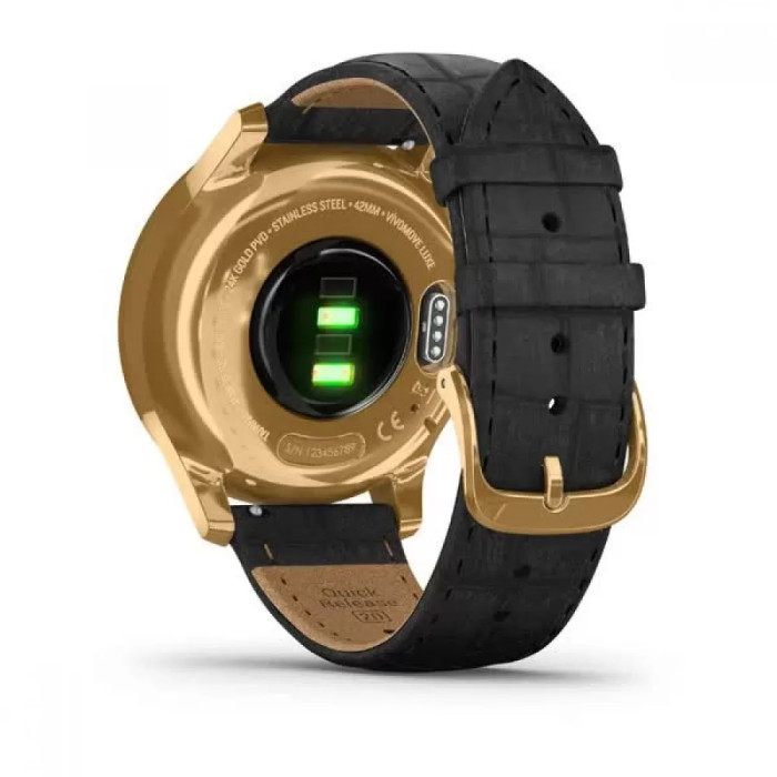 Garmin Vivomove Luxe Pure Gold-Black Leather