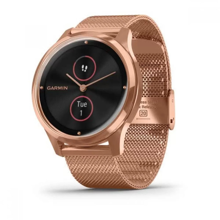 Garmin Vivomove Luxe 18K Rose Gold PVD Stainless Steel w. Rose Gold Milanese B.