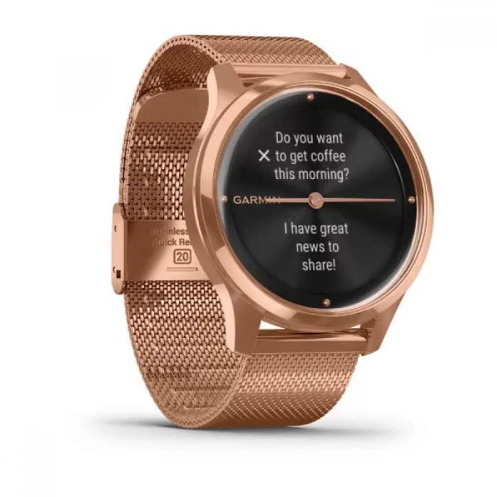 Garmin Vivomove Luxe 18K Rose Gold PVD Stainless Steel w. Rose Gold Milanese B.