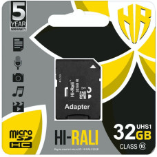 Карта памяти microSDHC (UHS-1) 32GB class 10 Hi-Rali (с адаптером)