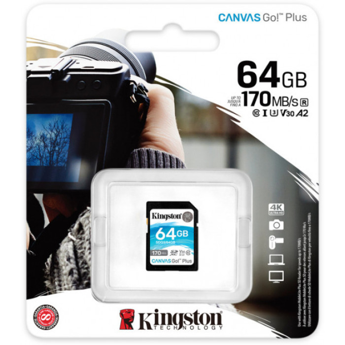 Карта памяти Kingston SD 64GB Canvas Go! Plus