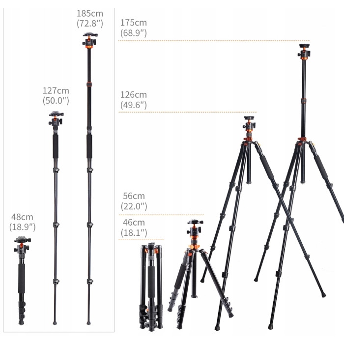Штатив KF Concept K254A3+BH-28L 185cm (KF09.089V1)