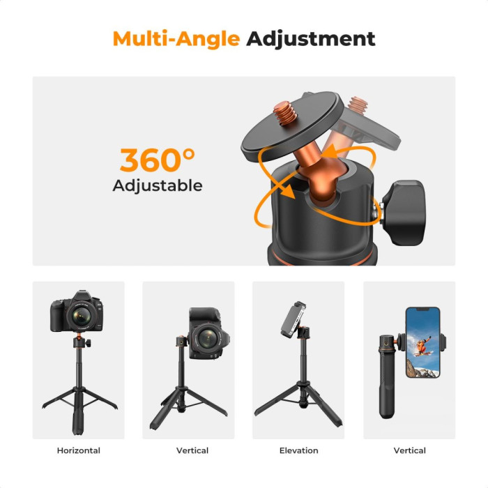 Селфи-стик для телефона + GoPro adapter + Bluetooth пульт K&F Concept MS11 (KF09.135)