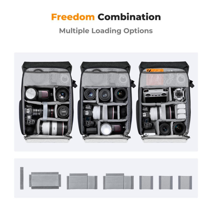 Рюкзак для фото видео камер K&F 20L Темно-серый (KF13.066V14)