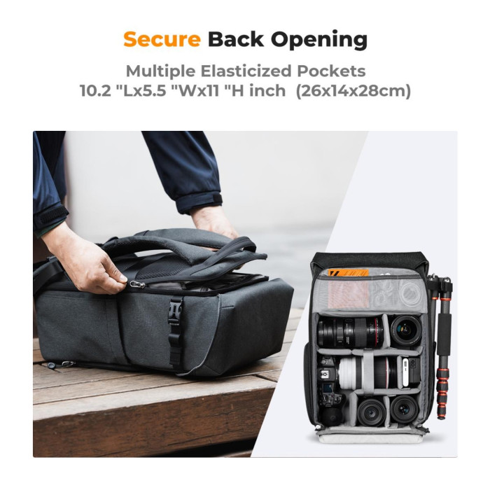 Рюкзак для фото видео камер K&F 20L Темно-серый (KF13.066V14)