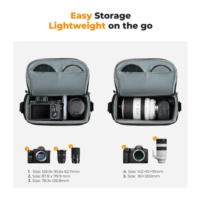 Сумка через плечо для фотоаппарата K&F 5L черная (KF13.179)