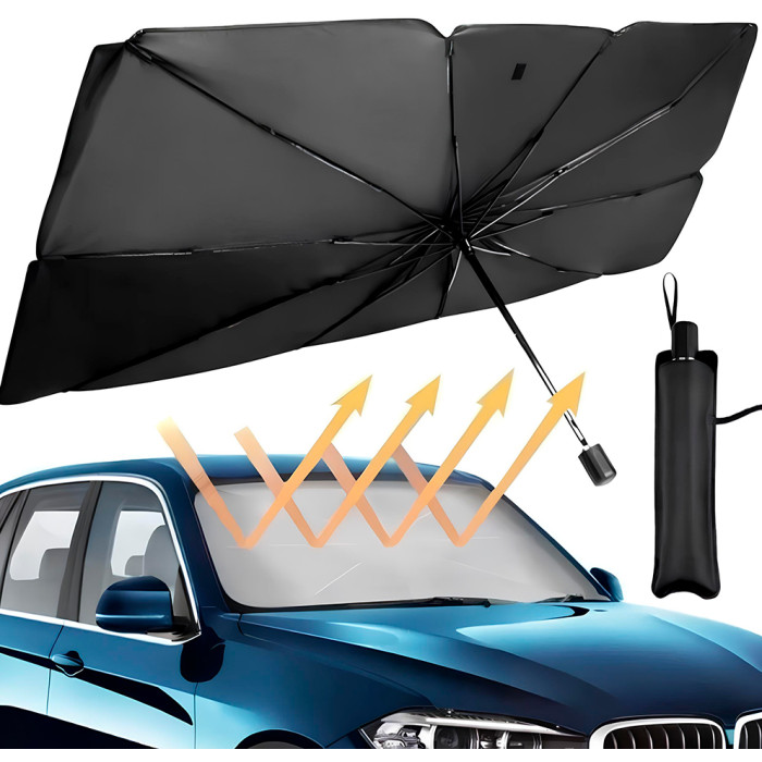 Автомобильный солнцезащитный зонтик на лобовое стекло Brella Shield + чехол, черный