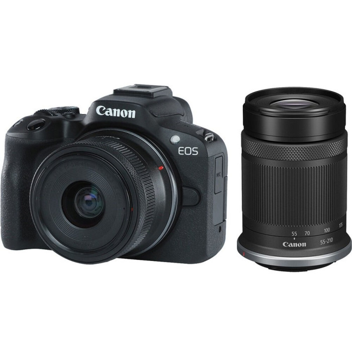 Canon Цифровая фотокамера EOS R50 + RF-S 18-45 IS STM + RF-S 55-210 IS STM Black