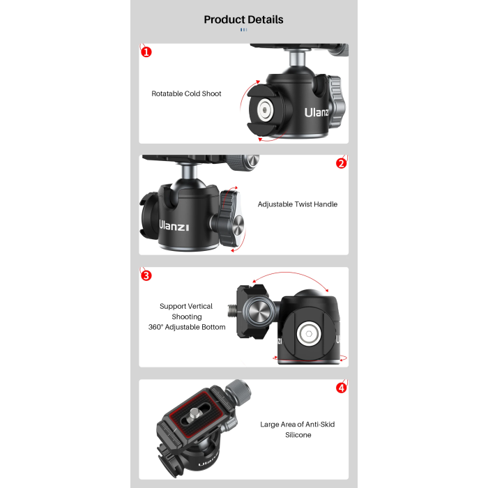 Шаровая головка Ulanzi U-80L Arca Side Cold Shoe Ball Head (2235)