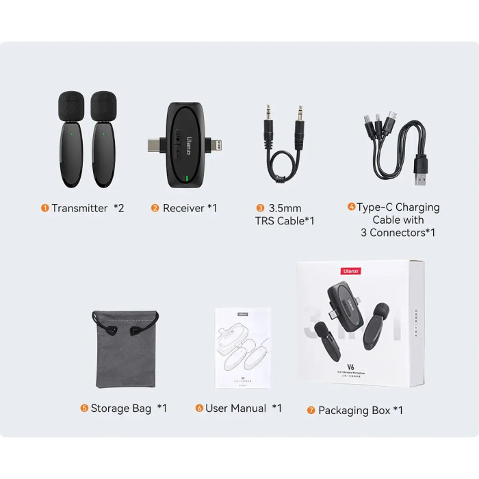 Микрофонная радиосистема Ulanzi V6 3-in-1 Plug-Play (A020GBB1)